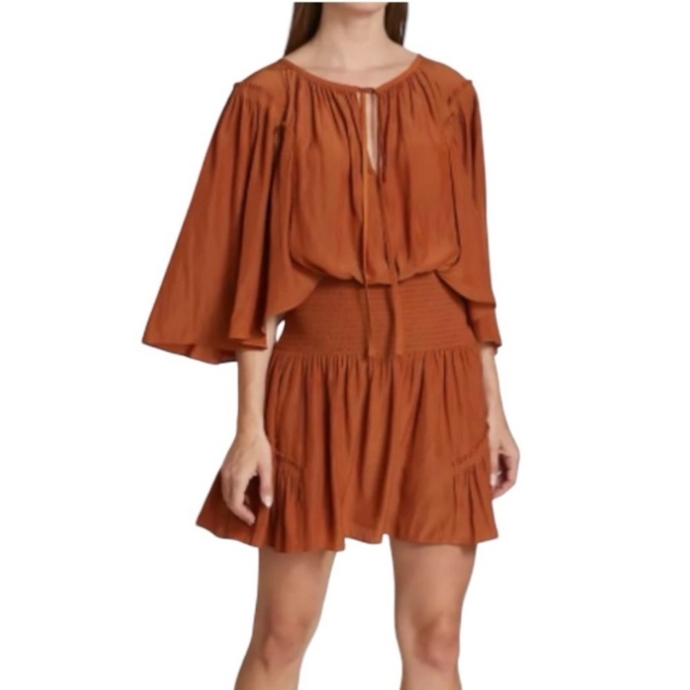 Ramy Brook Rust Smocked Waist Dress